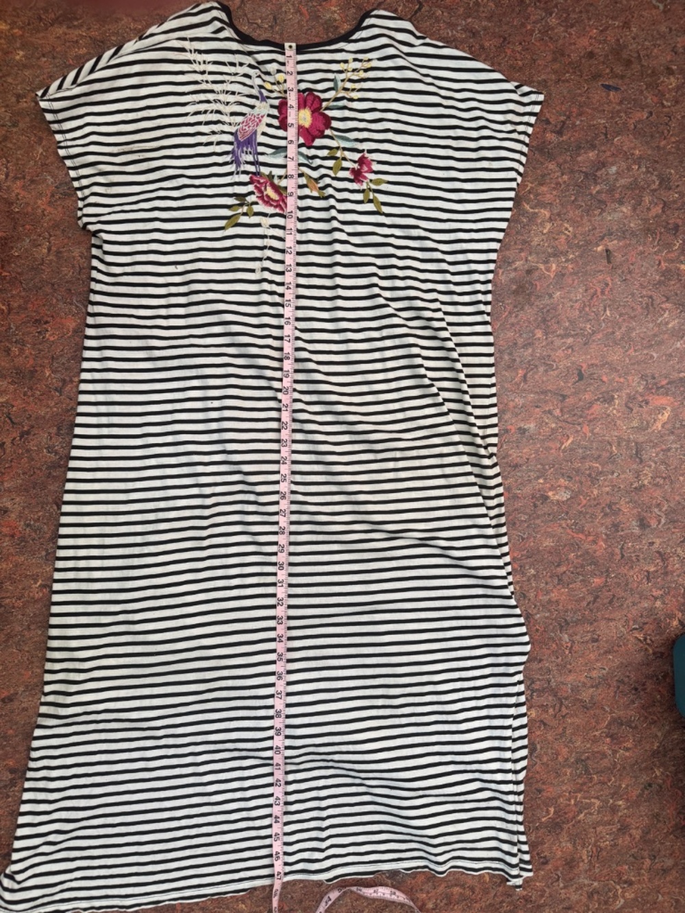 Johnny Was Embroidered Striped T shirt Dress - Picture 8 of 16